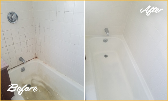 Before and After Picture of a Auburndale Bathtub Caulked to Repair Cracks