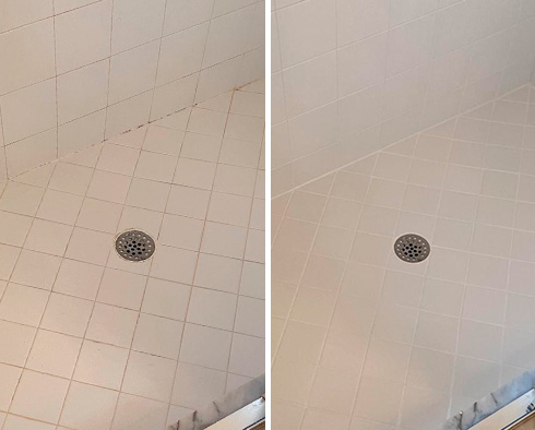 Shower Before and After a Service from Our Tile and Grout Cleaners in Long Island City