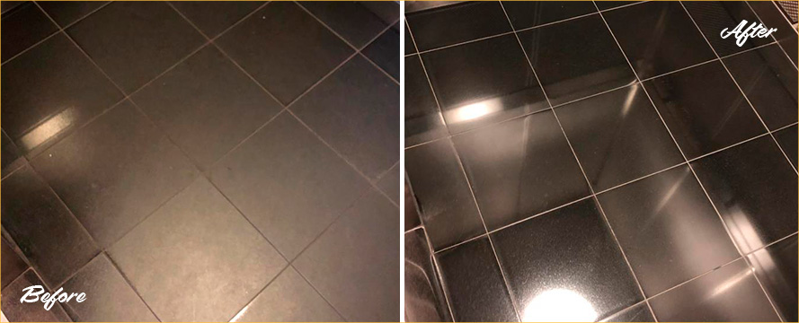 Elevator Floor Before and After a Superb Stone Polishing in Queens, NY