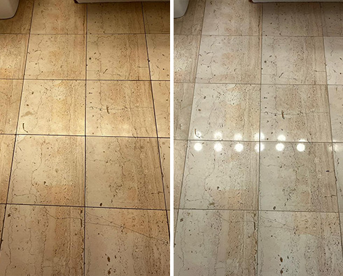 Floor Before and After Our Hard Surface Restoration Services in Queens, NY