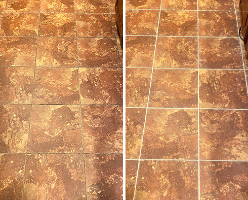 Floor Before and After a Grout Cleaning in Whitestone, NY