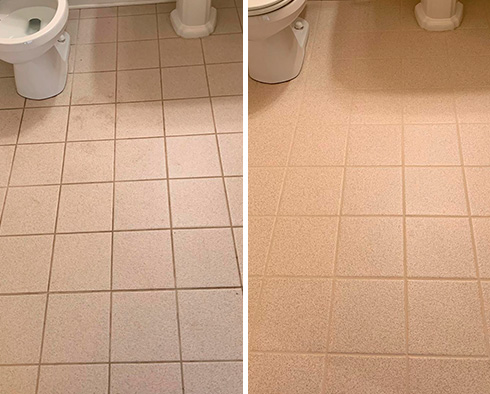 Floor Before and After a Grout Sealing in Bayside, NY