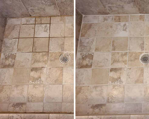 Bathroom Floor Before and After the Work of Our Queens Tile and Grout Cleaners