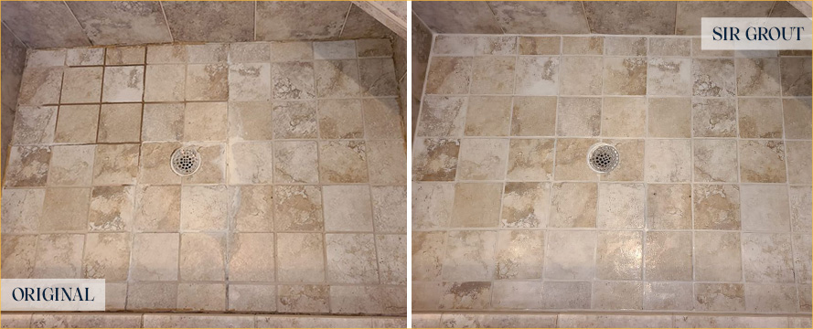 Bathroom Floor Before and After the Work of Our Queens Tile and Grout Cleaners
