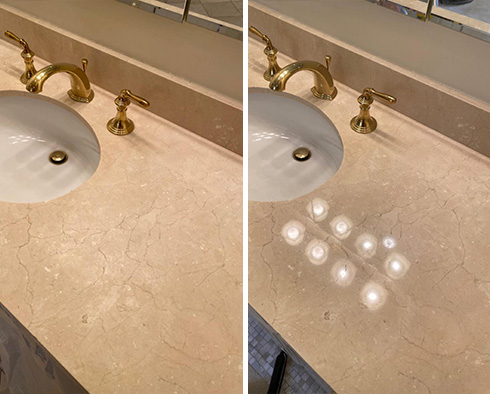 Marble Countertop Before and After Our Astoria Stone Polishing Service