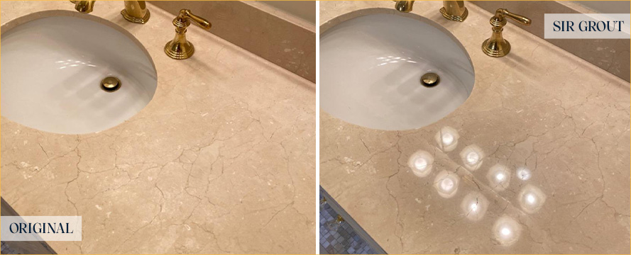Marble Countertop Before and After Our Astoria Stone Polishing Service