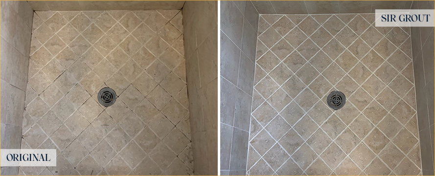 Shower Before and After a Superb Grout Cleaning in Queens, NY
