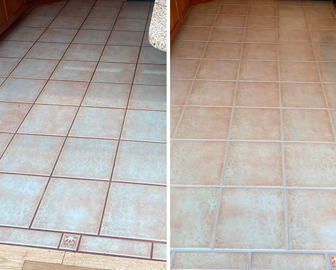 Floor Before and After a Grout Sealing in Forest Hills, NY