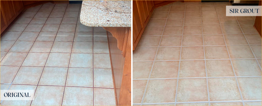 Floor Before and After a Superb Grout Sealing in Forest Hills, NY