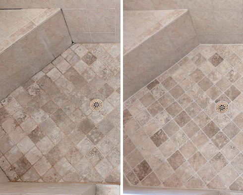  Tile Shower Before and After a Grout Cleaning in Queens