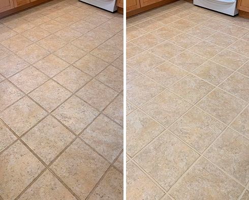 Floor Before and After a Grout Sealing in Forest Hills, NY