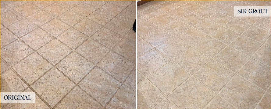 Floor Before and After an Excellent Grout Sealing in Forest Hills, NY