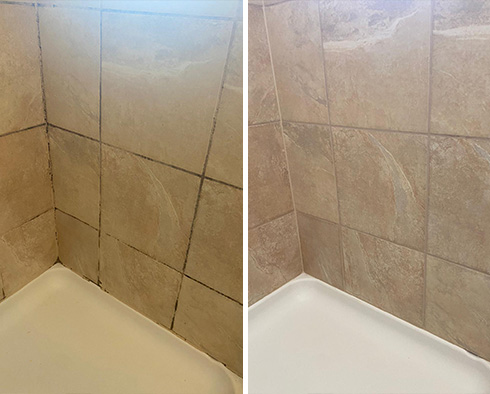 Shower Before and After Our Queens Grout Sealing Service