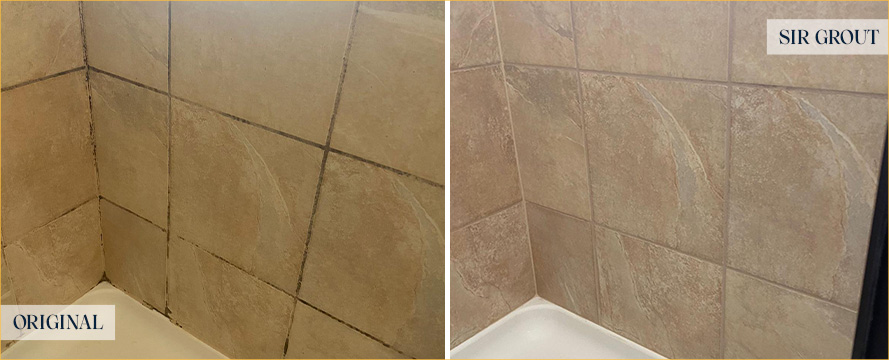 Shower Before and After Our Queens Grout Sealing Service
