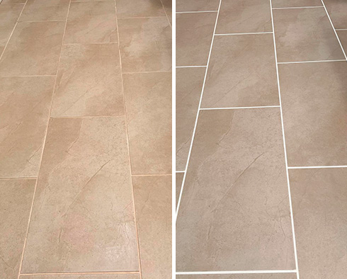 Floor Before and After a Grout Sealing in Queens, NY