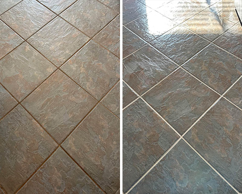 Tile Floor Before and After Our Queens Grout Cleaning Service