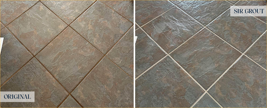 Tile Floor Before and After Our Queens Grout Cleaning Service