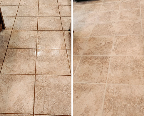 Floor Before and After a Grout Sealing in Queens, NY
